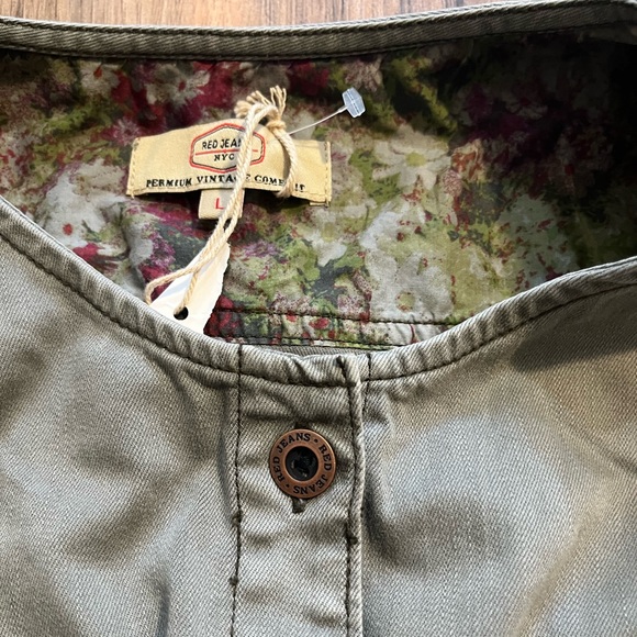 RED JEANS NYC Premium Vintage Clothing Roll Tab Sleeve Military Utility Dress L - Picture 4 of 16